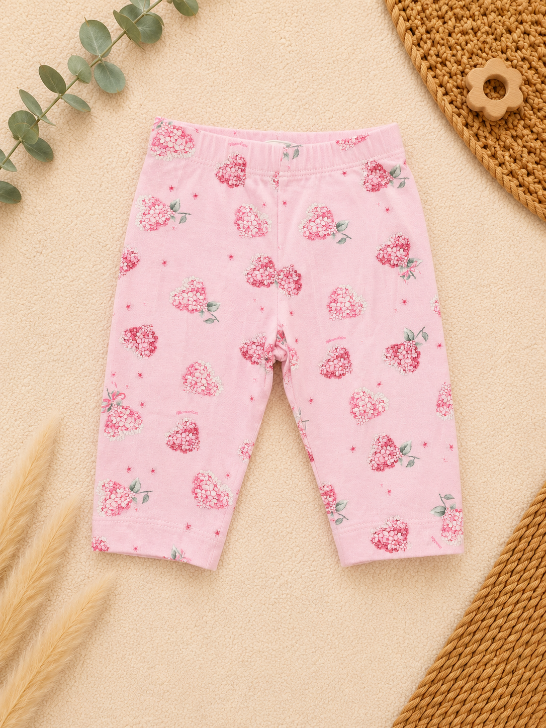 Manor Baby Leggings Rosa Hortensien-Herzen