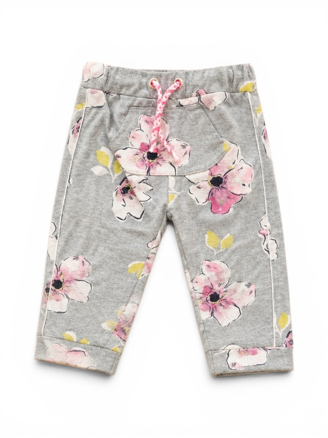 Baby-Jogginghose Grau Aquarell-Blumen