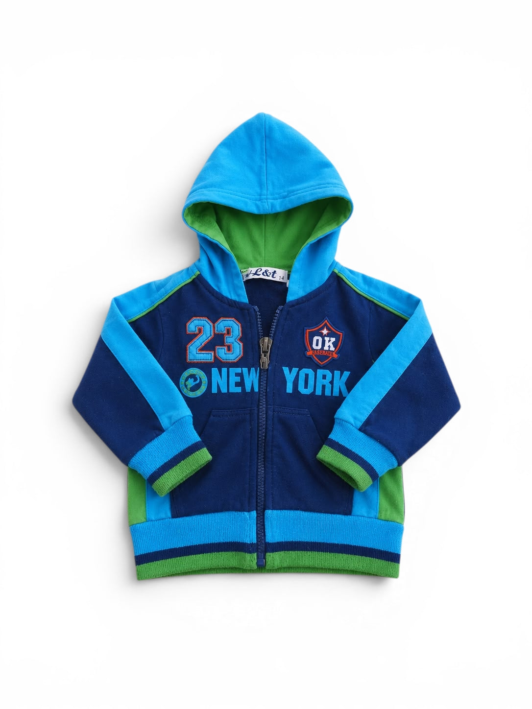 L&t Baby-Sweatjacke Navy/Türkis "23 New York"