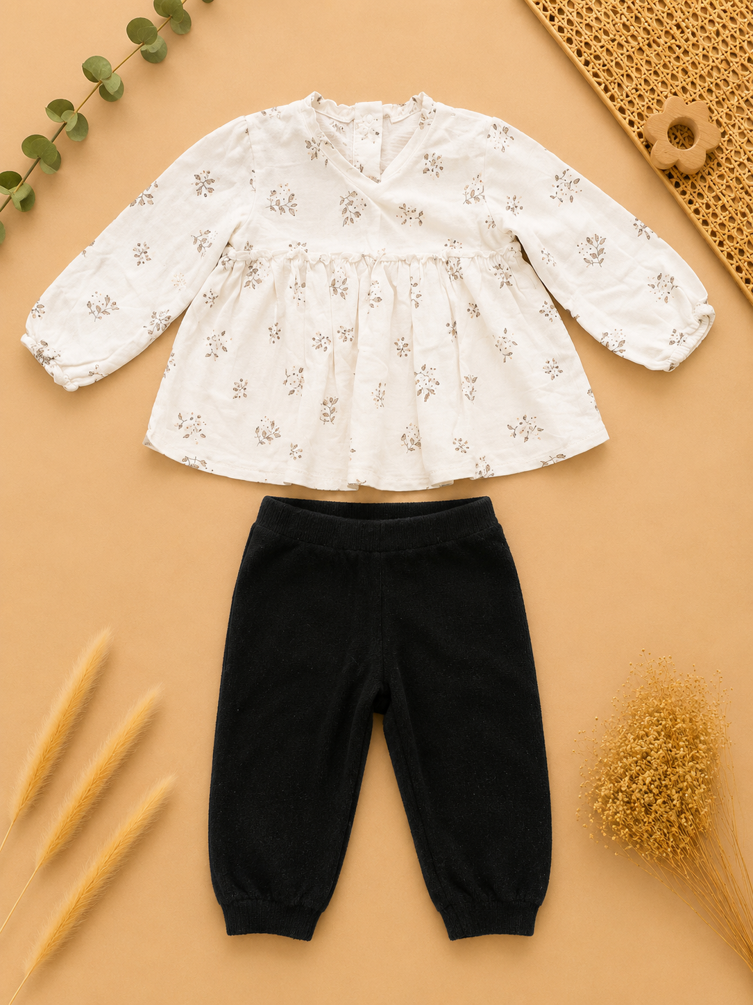 ZARA Set Bluse & Hose Blümchen