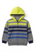Zip-Hoodie Grau Gestreift Neongelb