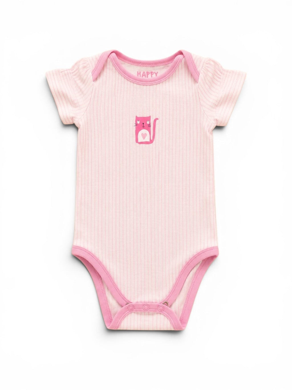 Happy Baby-Body Kurzarm Rosa Katze