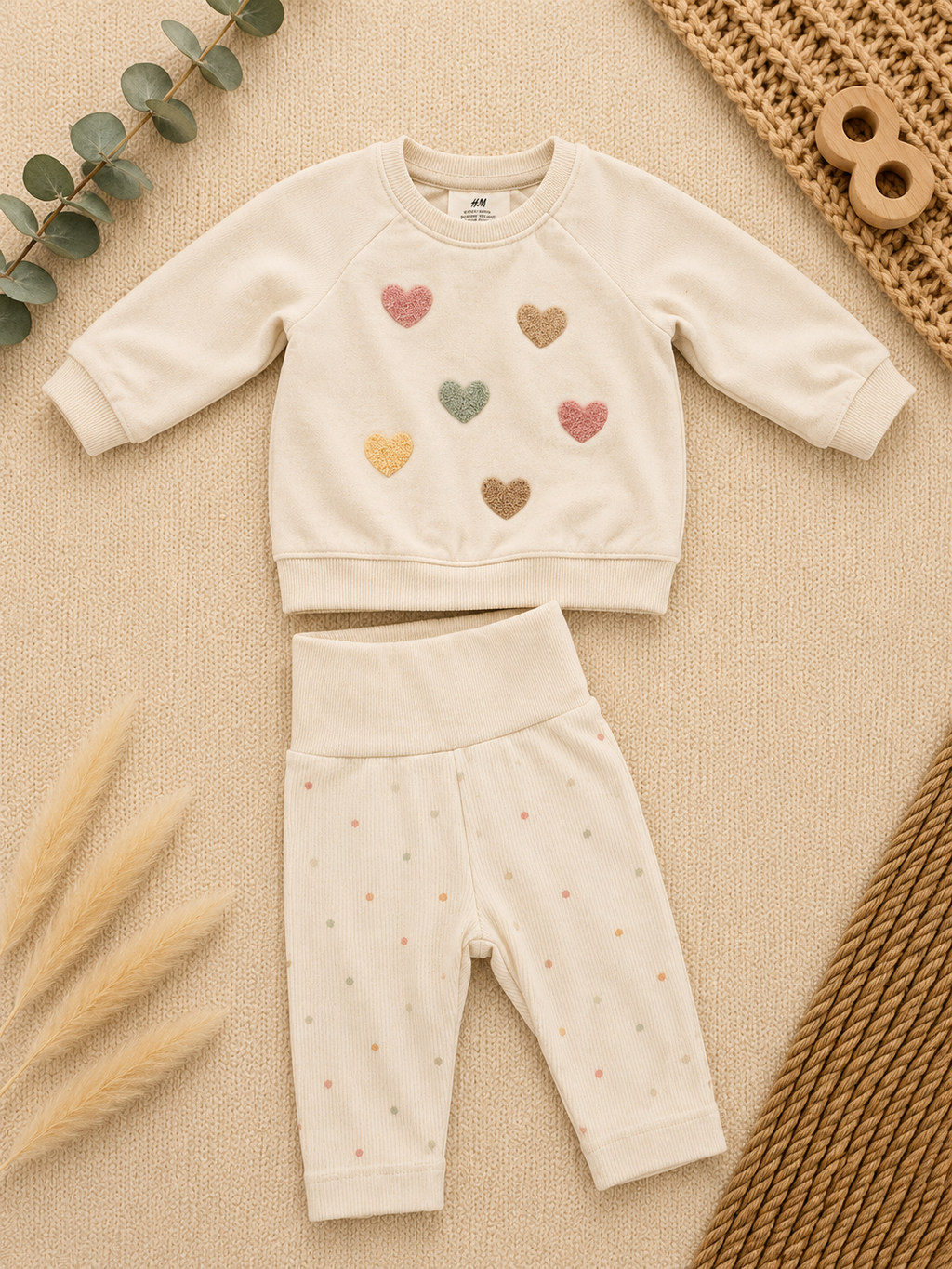 H&M Set Creme Herzen