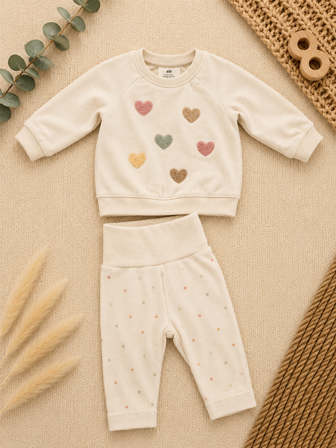 H&M Set Creme Herzen