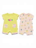2er-Pack Kurzarm-Strampler Love & Rosa Glacé-Print