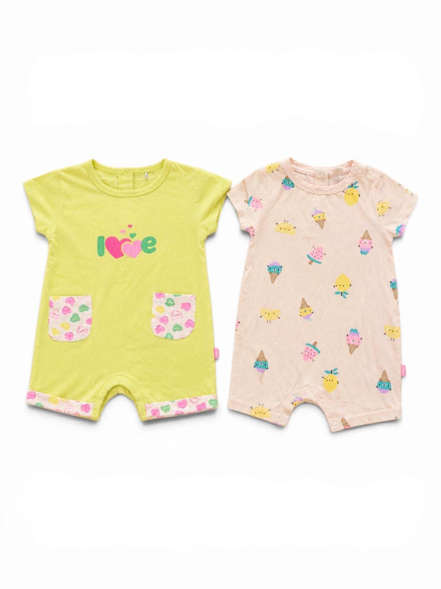 2er-Pack Kurzarm-Strampler Love & Rosa Glacé-Print