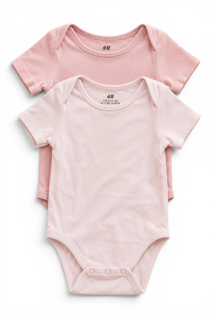 H&M 2er-Pack Bodys Kurzarm Rosa & Hellrosa