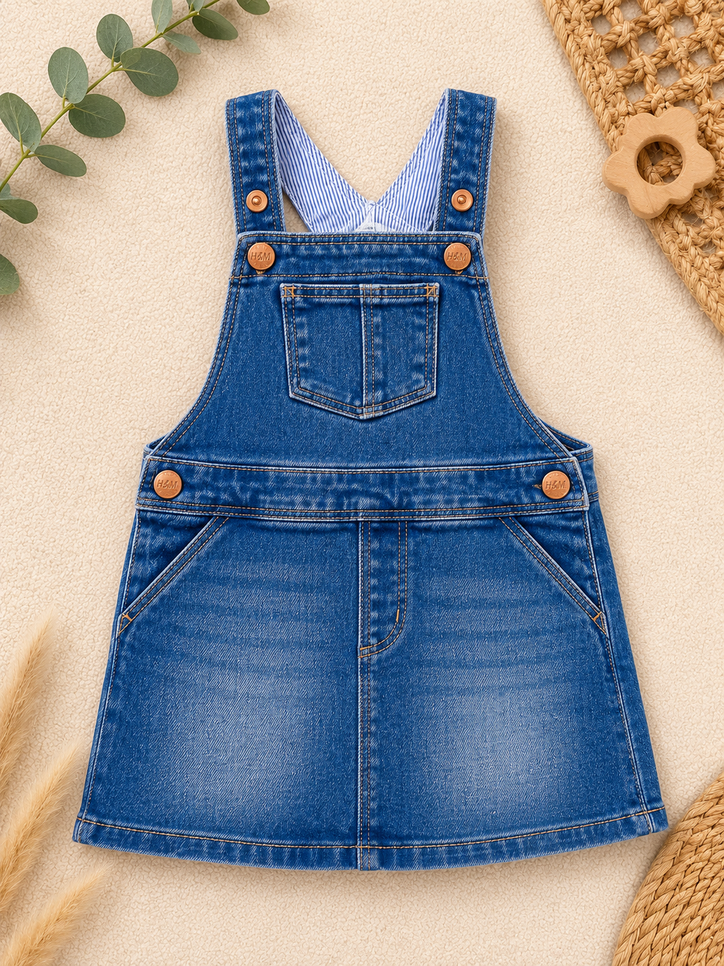 H&M Latzkleid Denim Blau