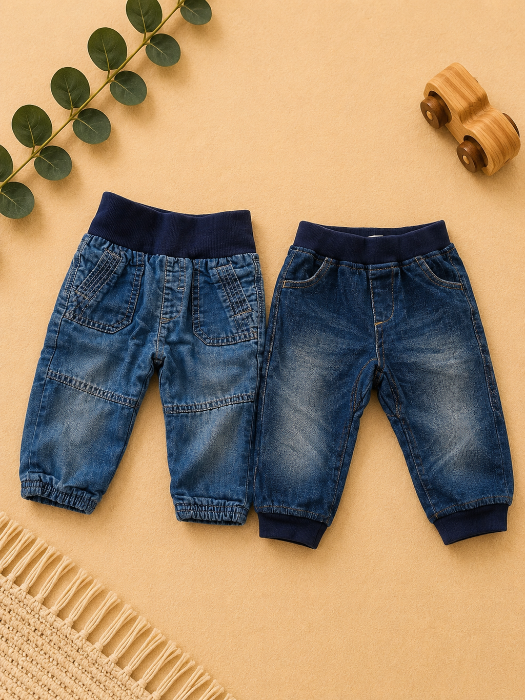 2er-Set Baby-Jeans Jogger mit Rippbund
