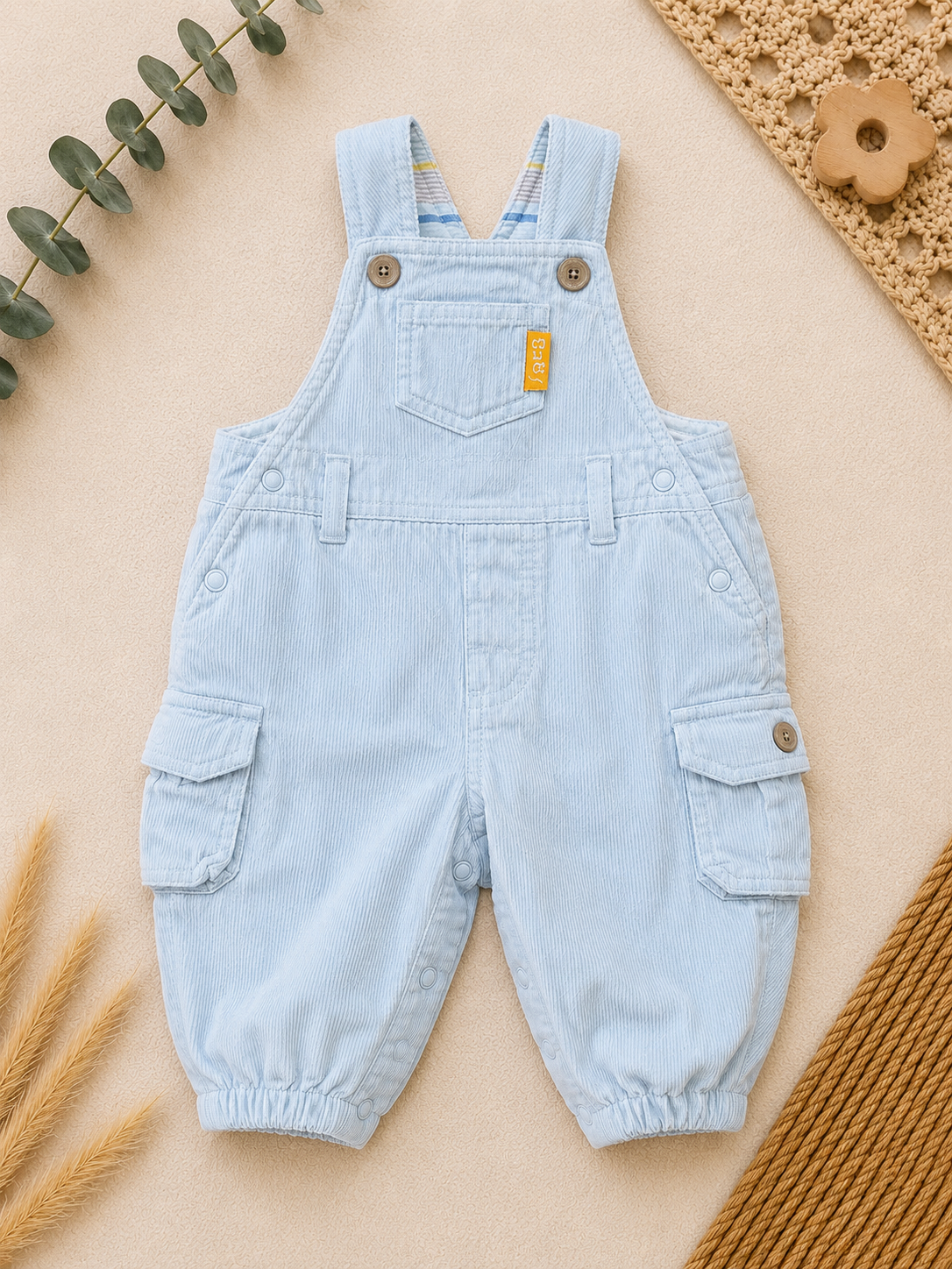 H&M Cord-Latzhose Hellblau Cargo