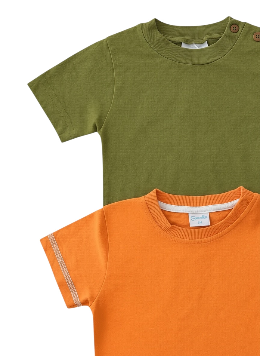 2er-Pack T-Shirt Oliv Orange