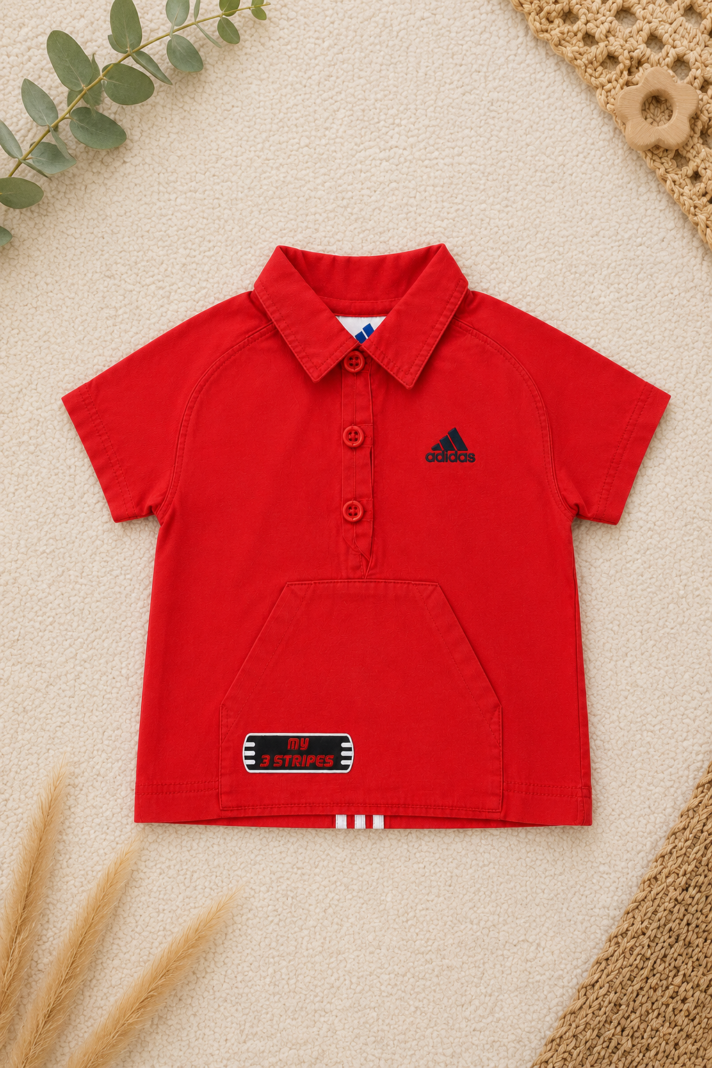 adidas Poloshirt Rot My 3 Stripes