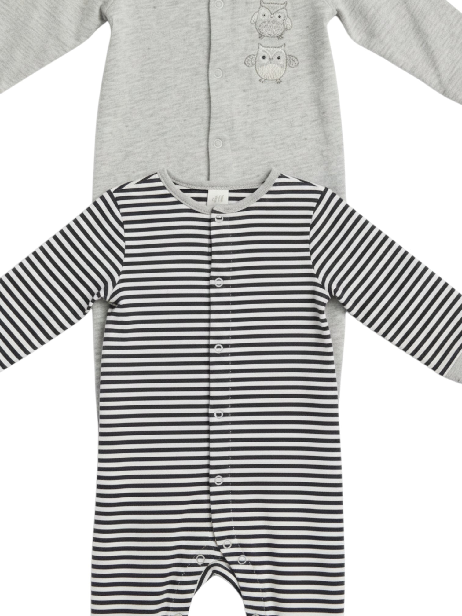 H&M 2er-Pack Strampler Eulen Gestreift
