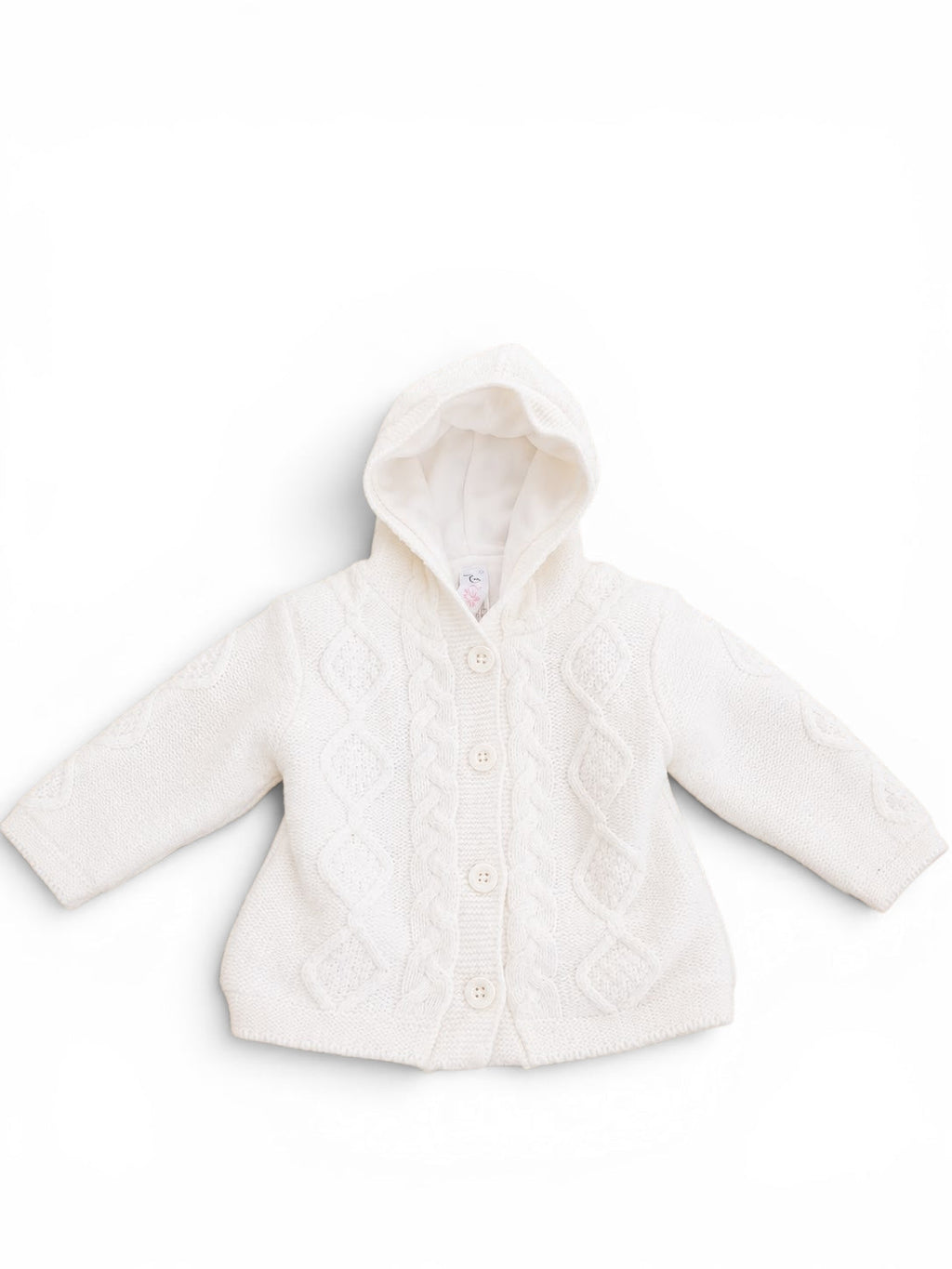 C&A Baby-Strickjacke Creme mit Kapuze & Knöpfen