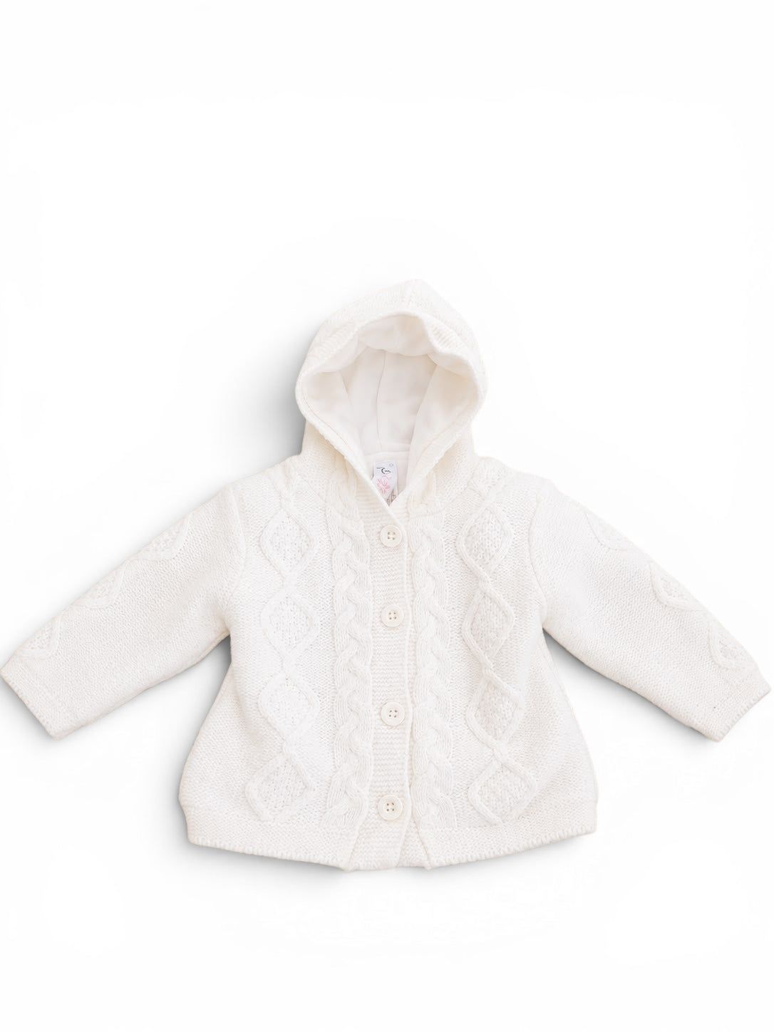 C&A Baby-Strickjacke Creme mit Kapuze & Knöpfen