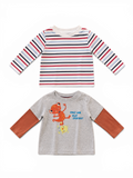 2er-Set Baby-Langarmshirts Streifen & Monster C&A