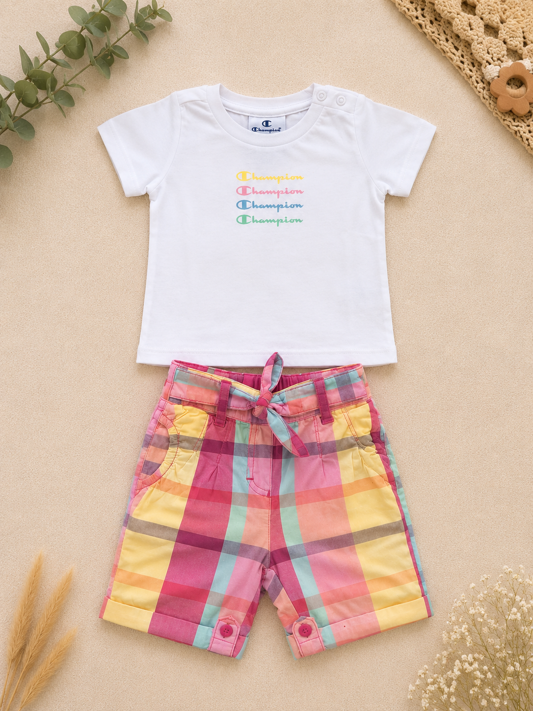 Champion Set T-Shirt & Shorts Kariert Grösse 68 Lifestyle