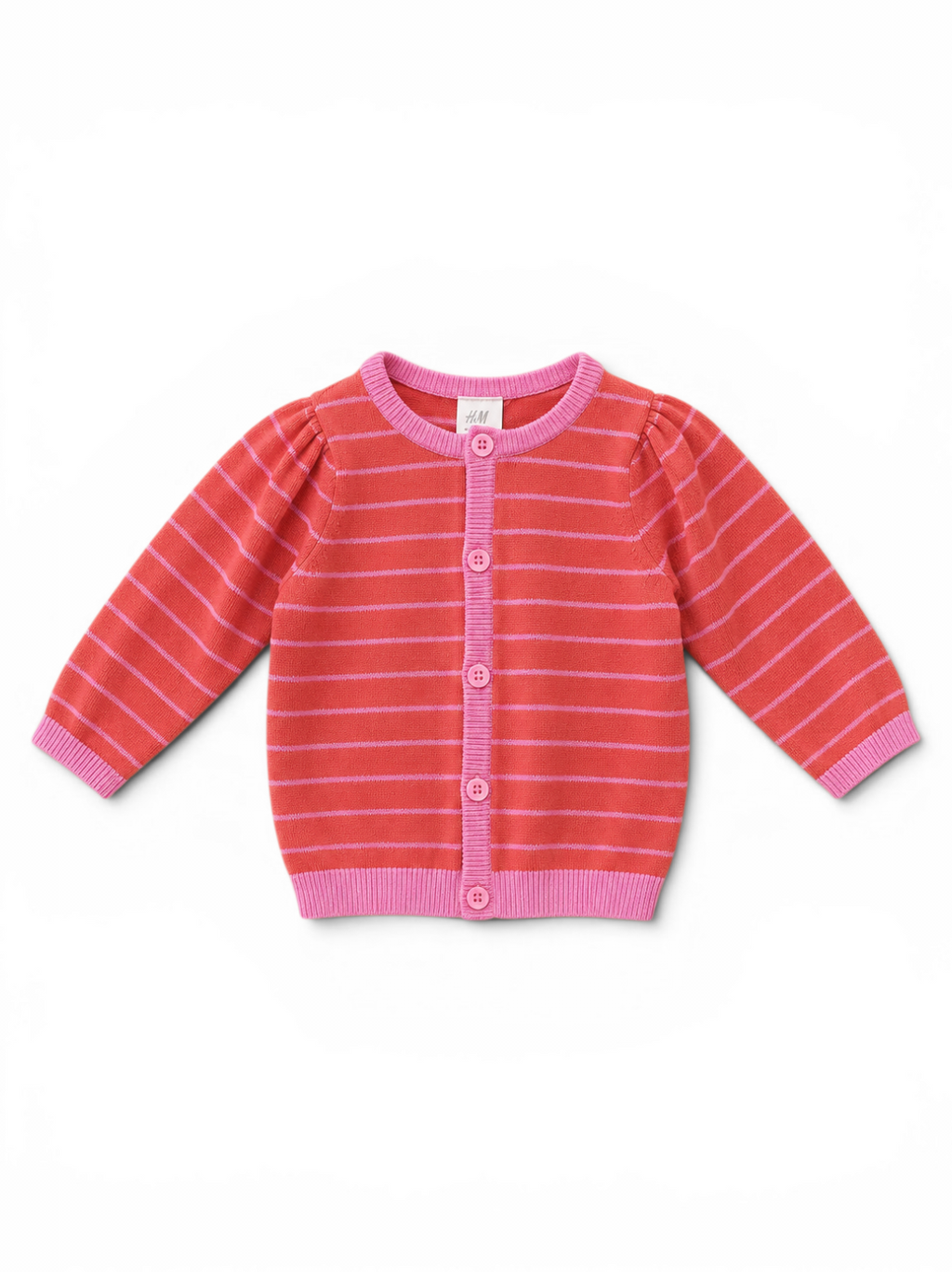 H&M Cardigan Rot Gestreift Pink