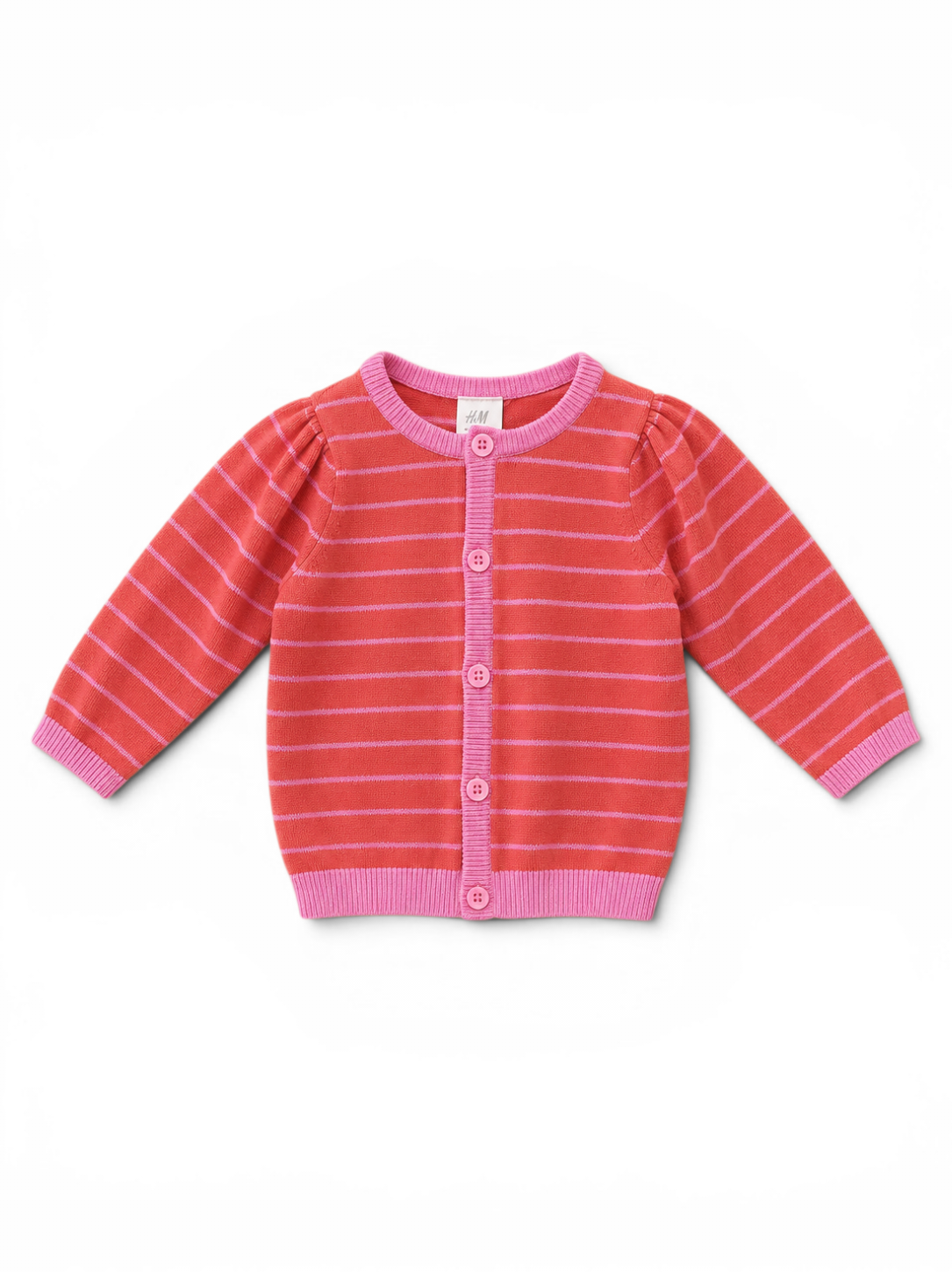 H&M Cardigan Rot Gestreift Pink