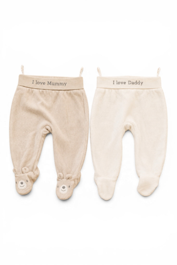C&A 2er-Pack Strampelhosen Beige & Creme I love Mummy & Daddy