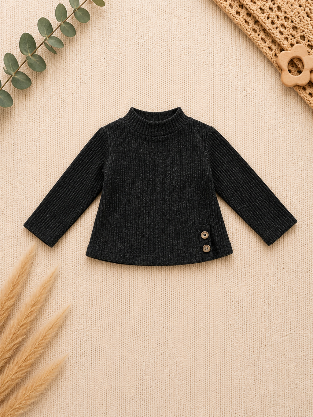 ZARA Baby-Pullover Schwarz Chenille Rollkragen