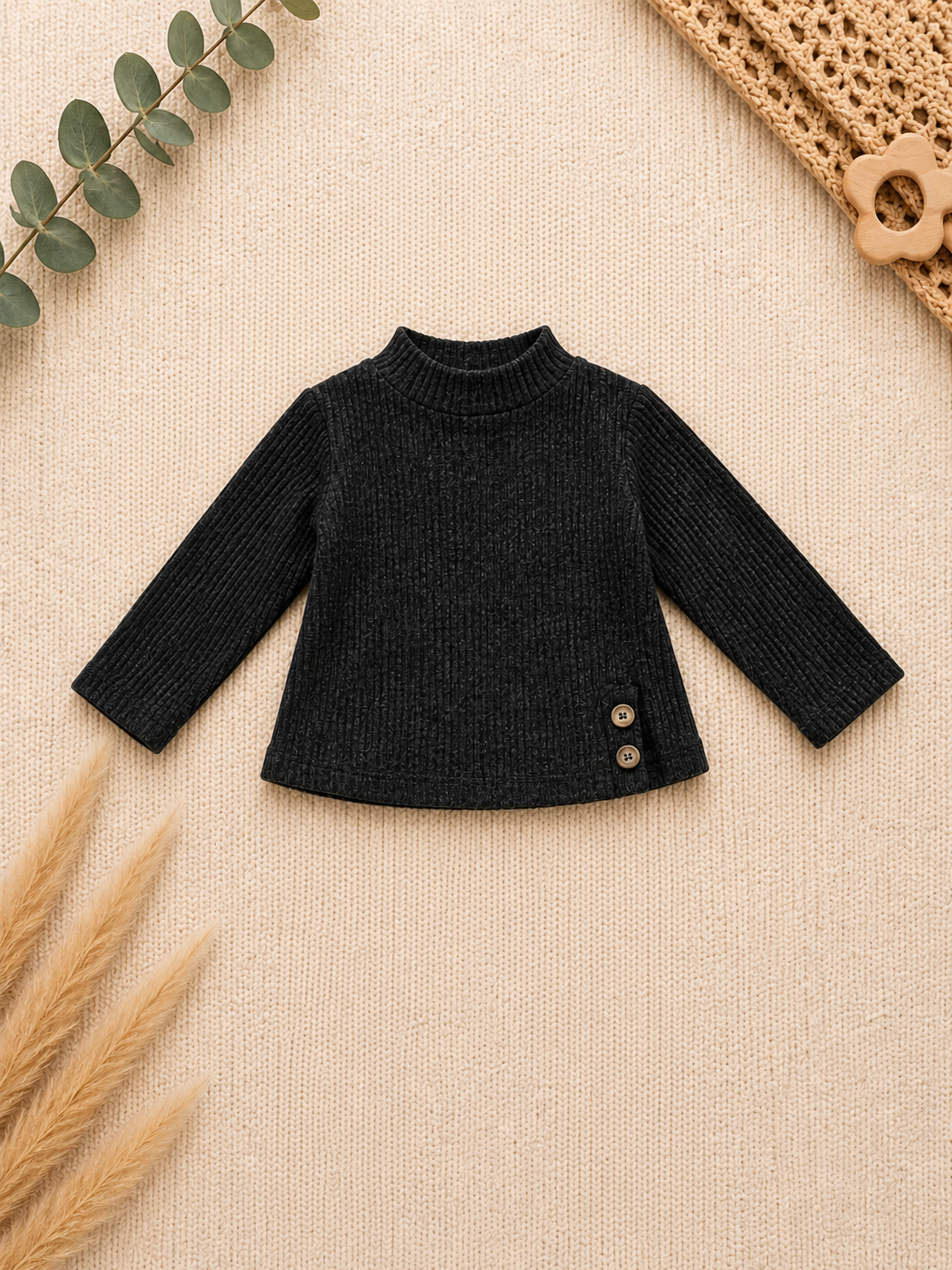 ZARA Baby-Pullover Schwarz Chenille Rollkragen