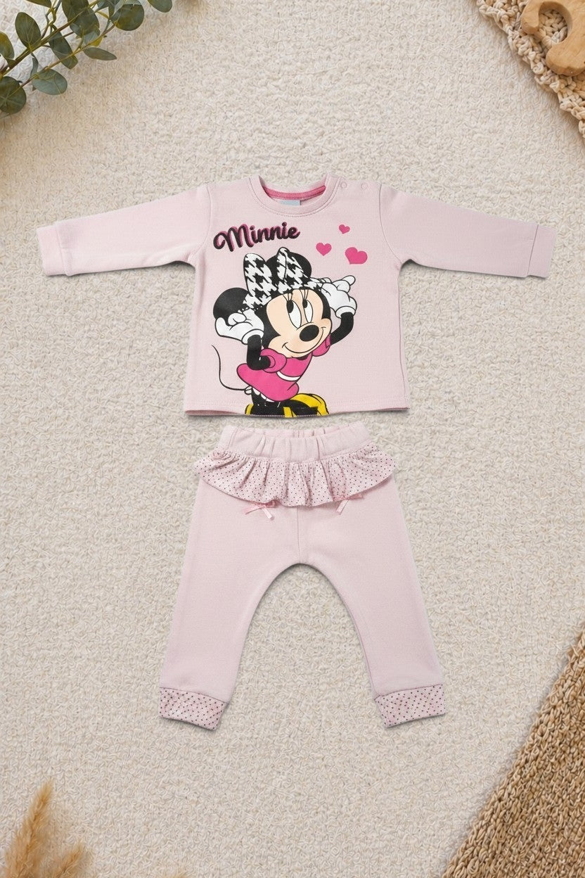 Minnie Mouse Set Langarmshirt & Rüschenhose Rosa