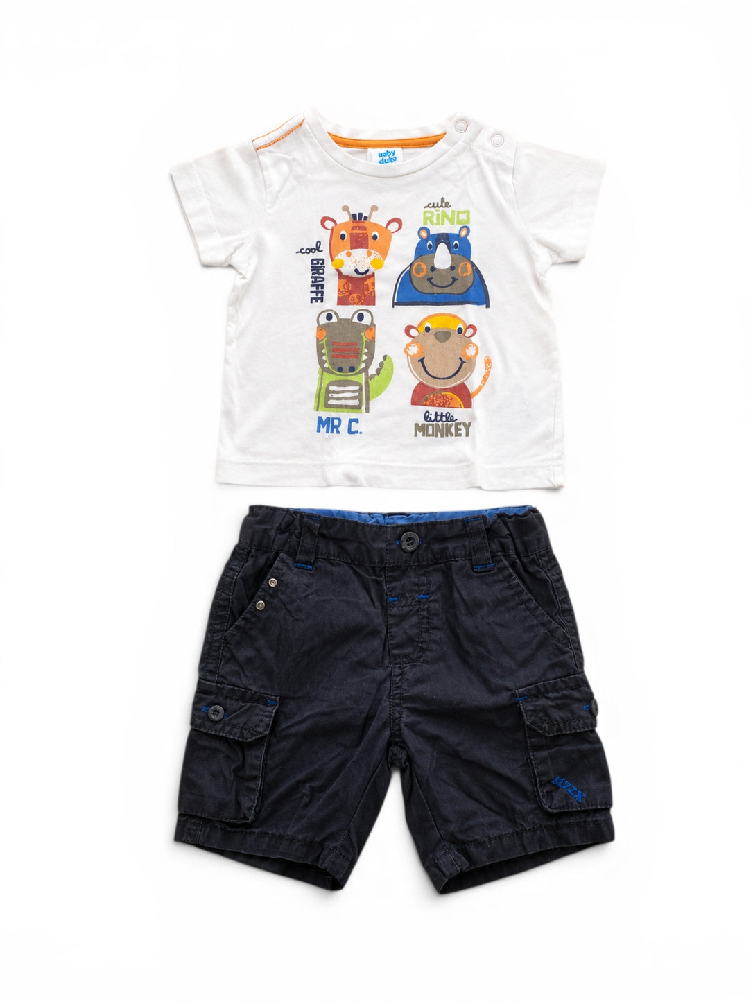 C&A Baby-Set T-Shirt Tiere & Cargo-Shorts Navy