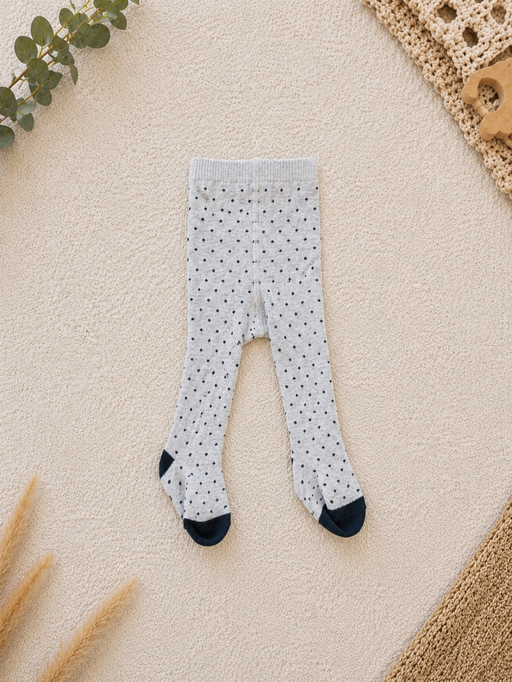 Baby-Strumpfhose Grau Gepunktet