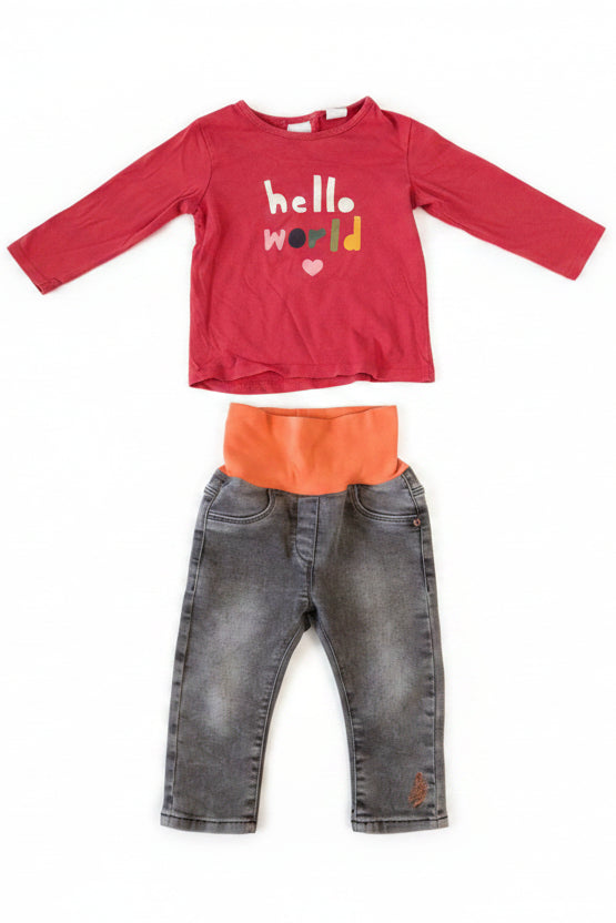 Dunkelrosa Hello-Set mit Denim-Hose H&M/s.Oliver