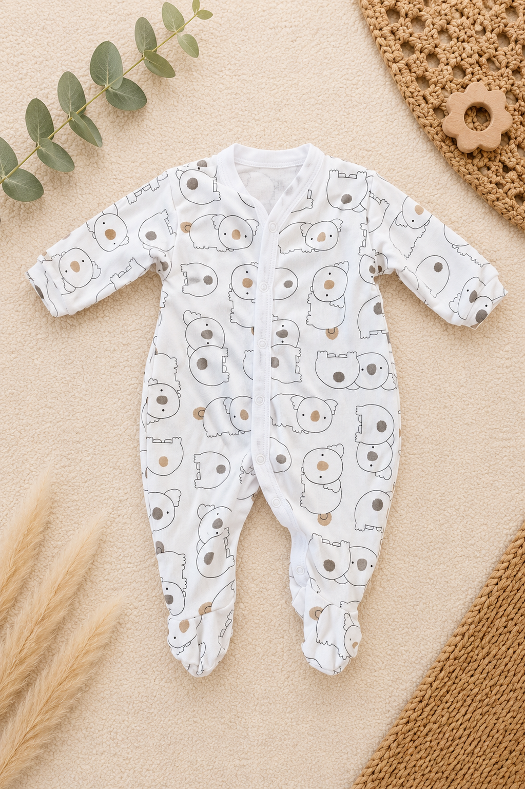 Baby Schlafanzug Koala-Muster mit Füssen