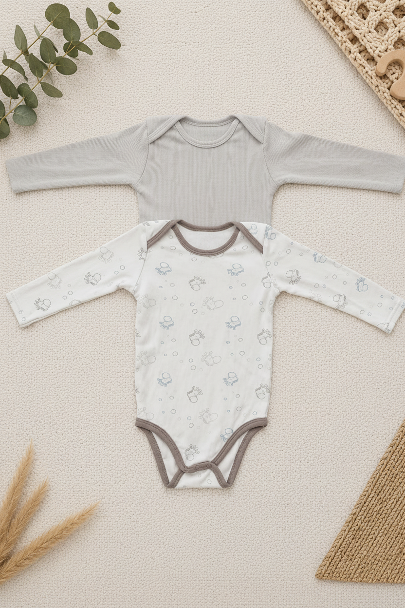 2er-Pack Langarm-Body Grau