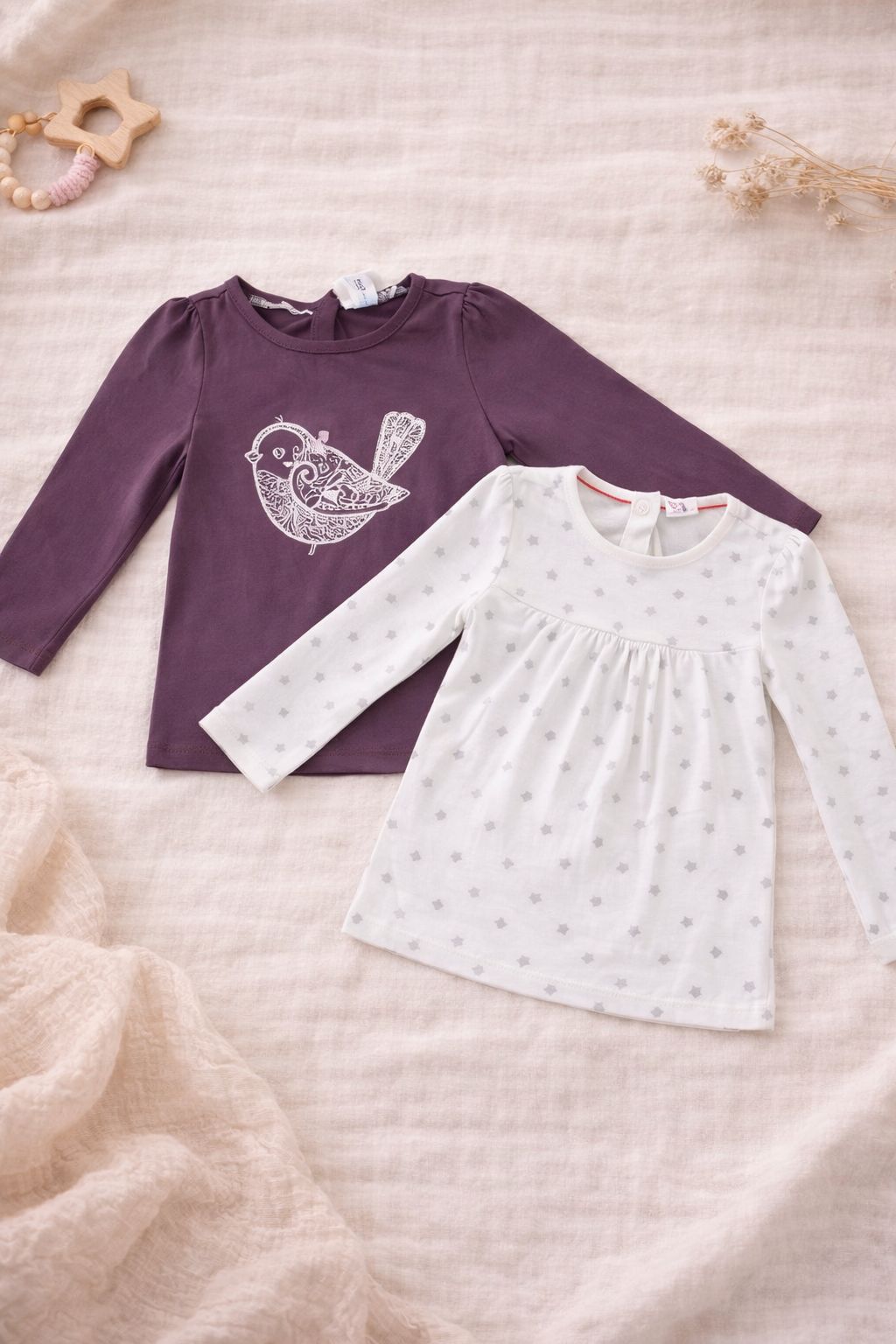 Ensemble – T-shirts à manches longues (violet et blanc)