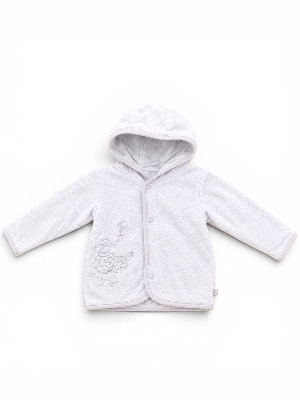 Baby-Veloursjacke Grau-Melange Bären-Drachen