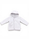 Baby-Veloursjacke Grau-Melange Bären-Drachen