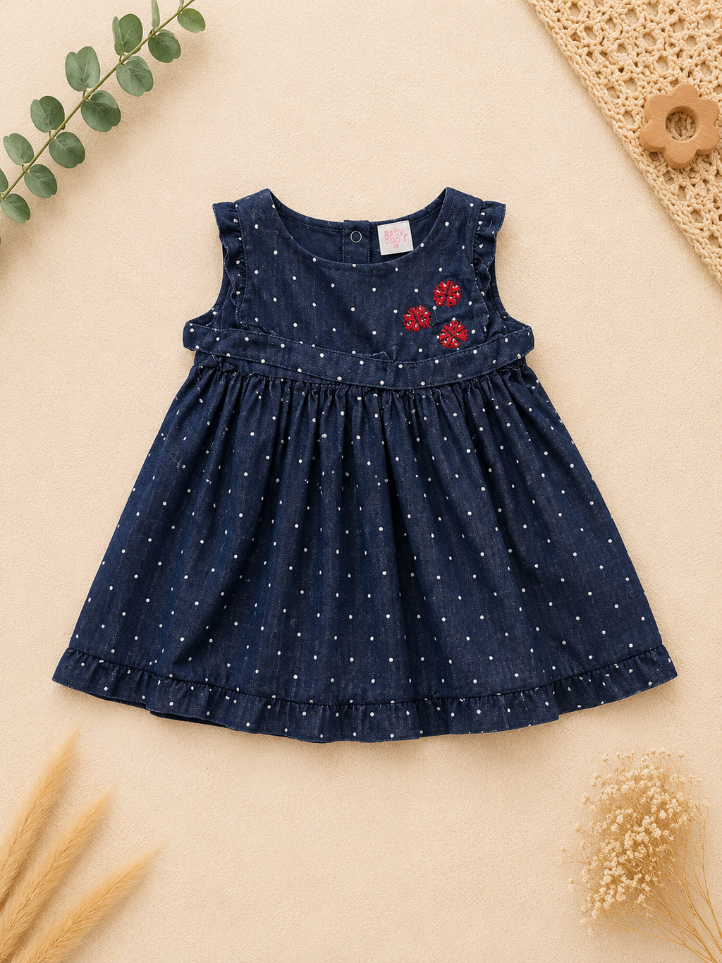 C&A Kleid Denim Punkte Kirschen