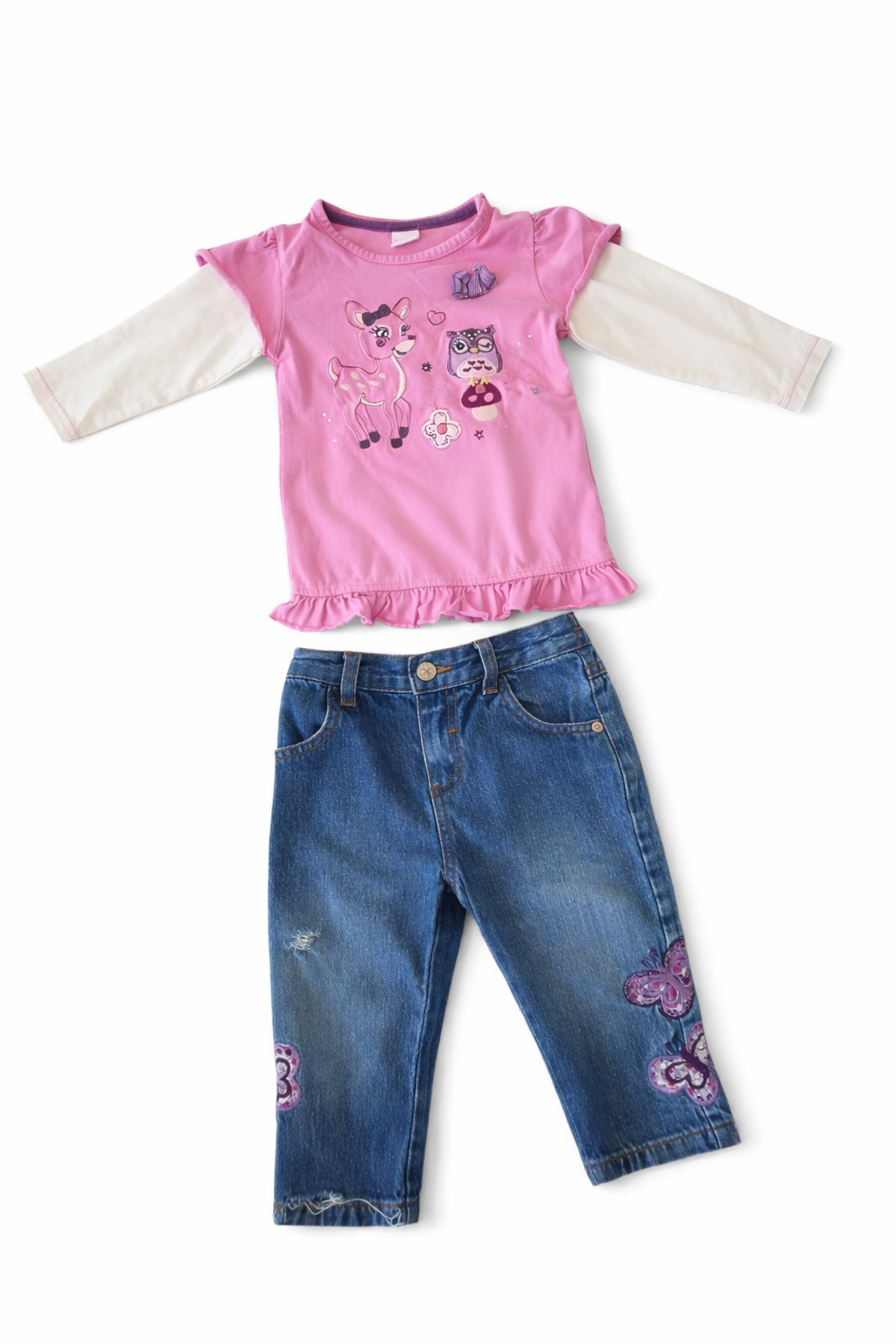Süßes Mädchen-Set mit Tierprint & Jeans