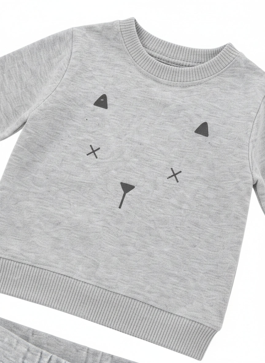 Set von RR Sweatshirt & Hose Grau Katze