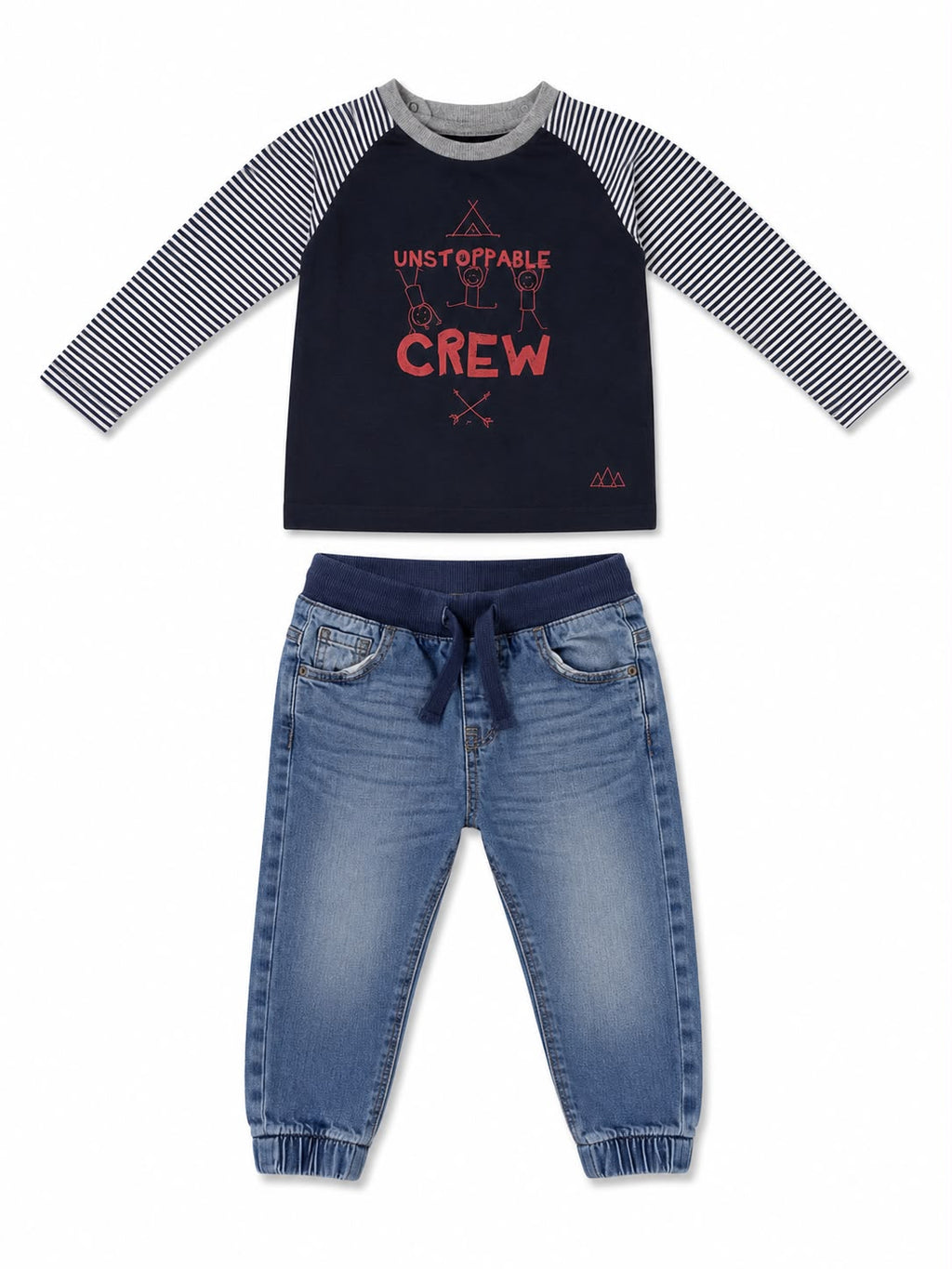 Set Langarm-Shirt Marine Unstoppable Crew & Jeans