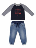 Set Langarm-Shirt Marine Unstoppable Crew & Jeans
