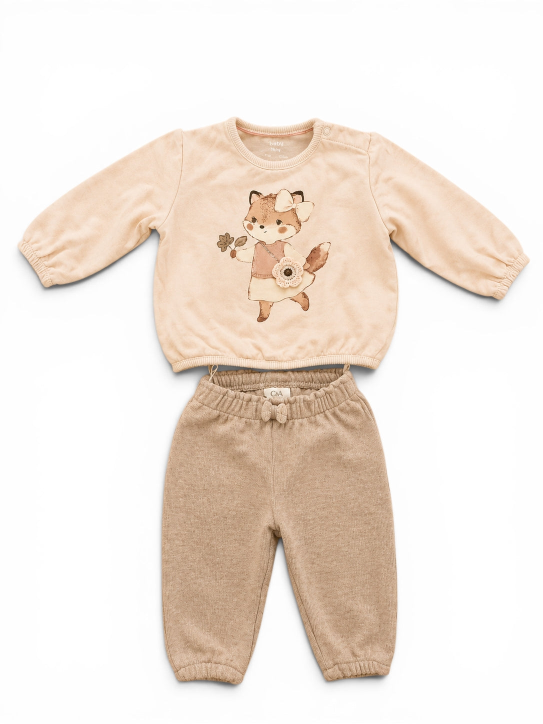 C&A Baby-Set Sweatshirt Beige Fuchs & Jogginghose