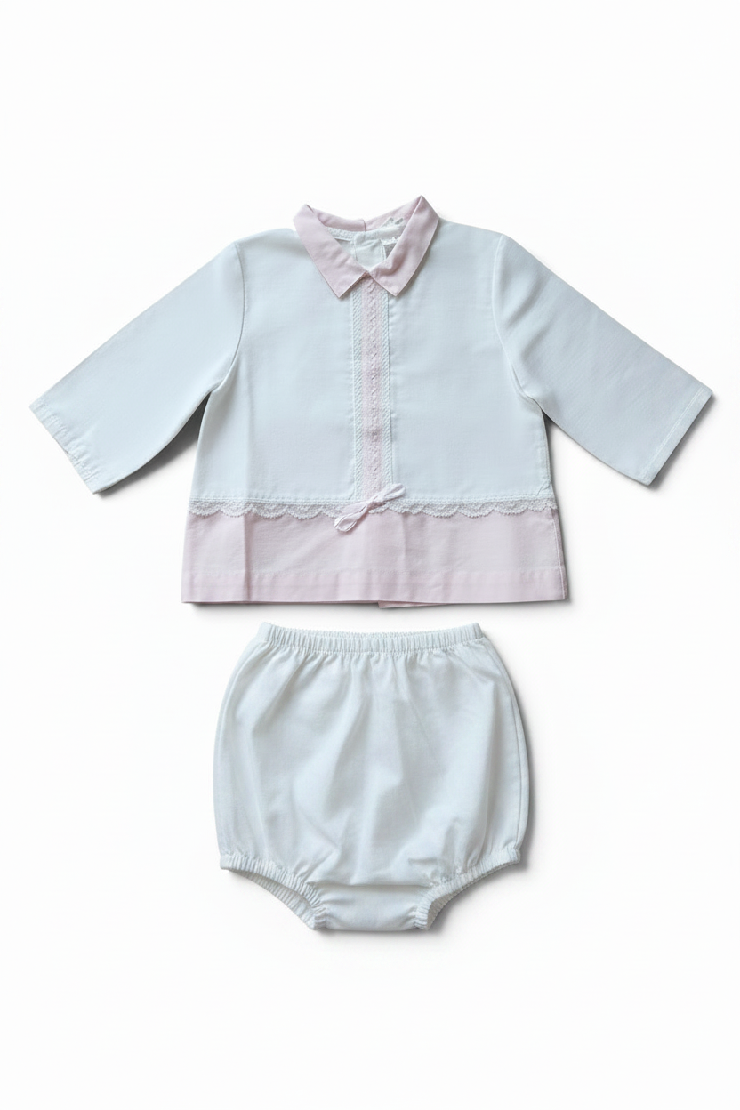 Set Jacke Weiss-Rosa mit Höschen Vintage