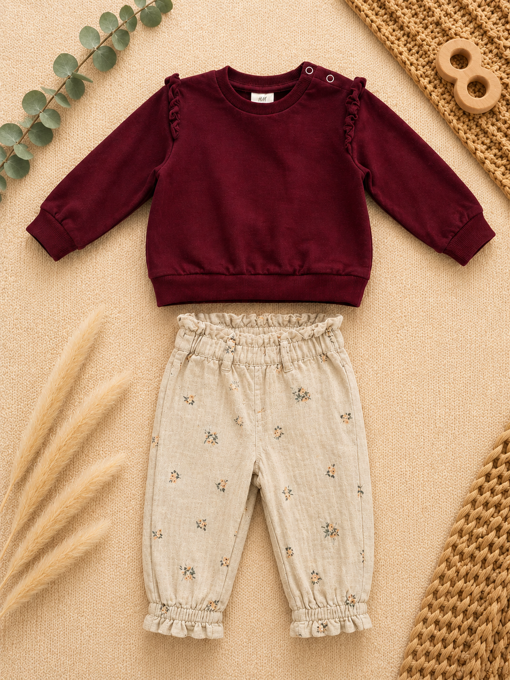 H&M Set Bordeaux Beige
