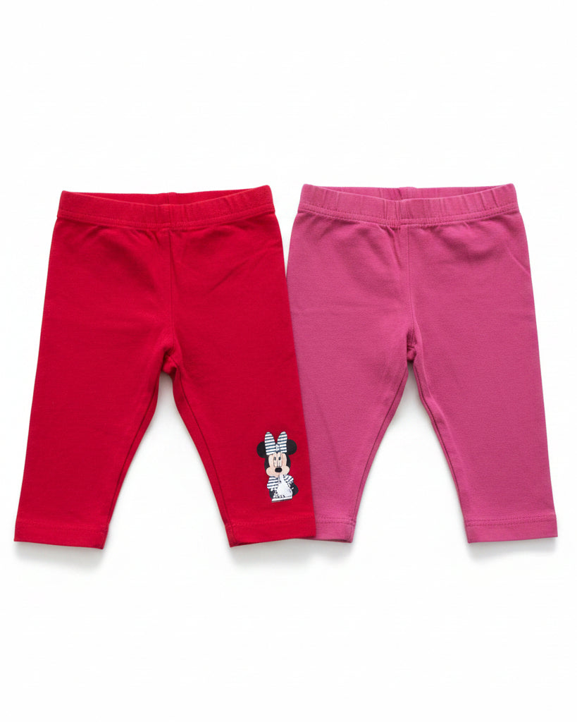 2er Set Leggings Rot und Lila