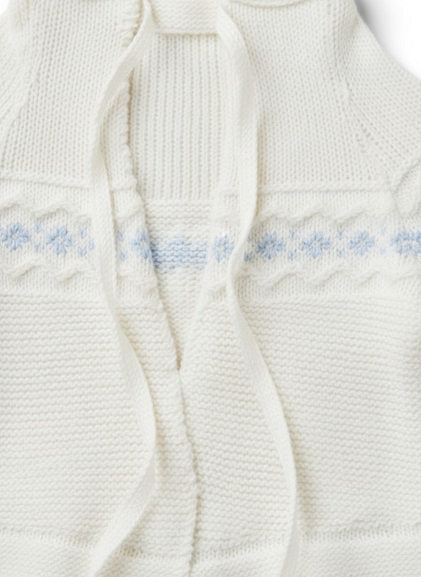 Strickjacke Weiss Blumen Vintage