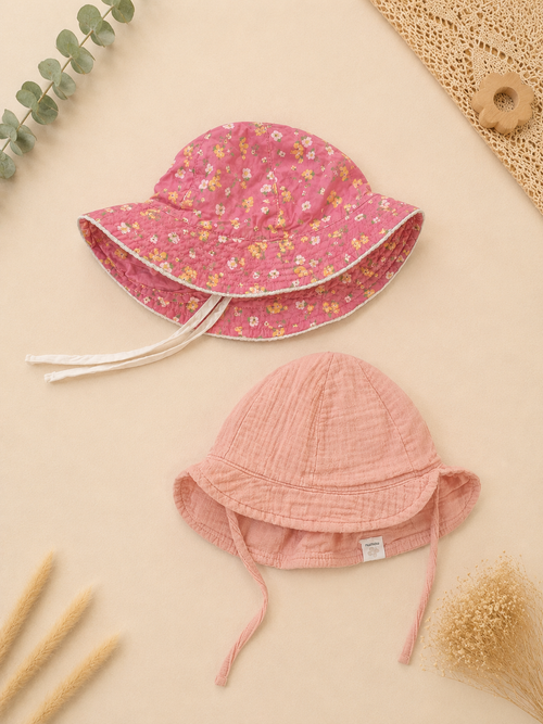 2er-Pack Sonnenhut Rosa Blumen & Musselin