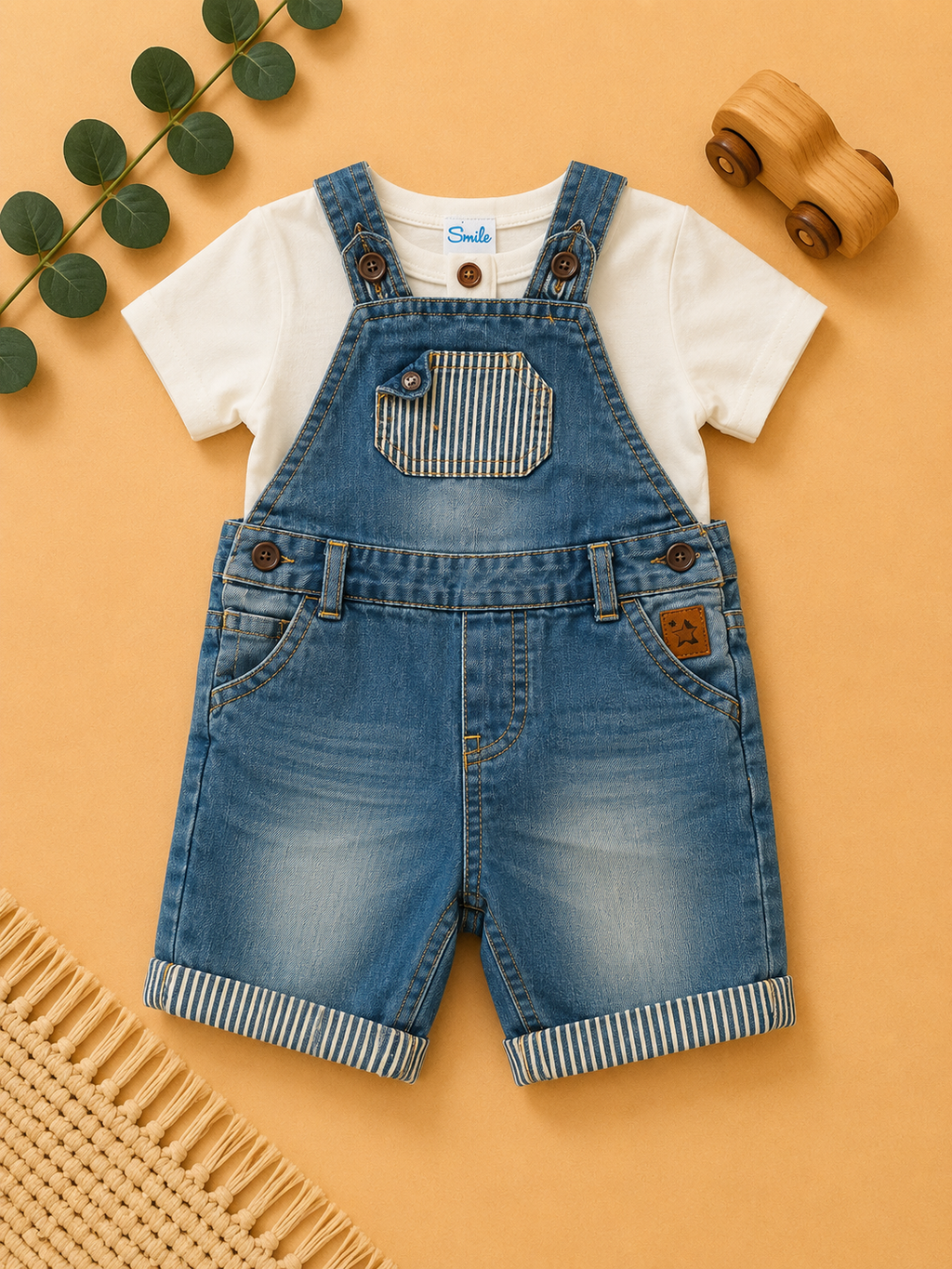 Baby-Set Jeans-Latzhose & T-Shirt