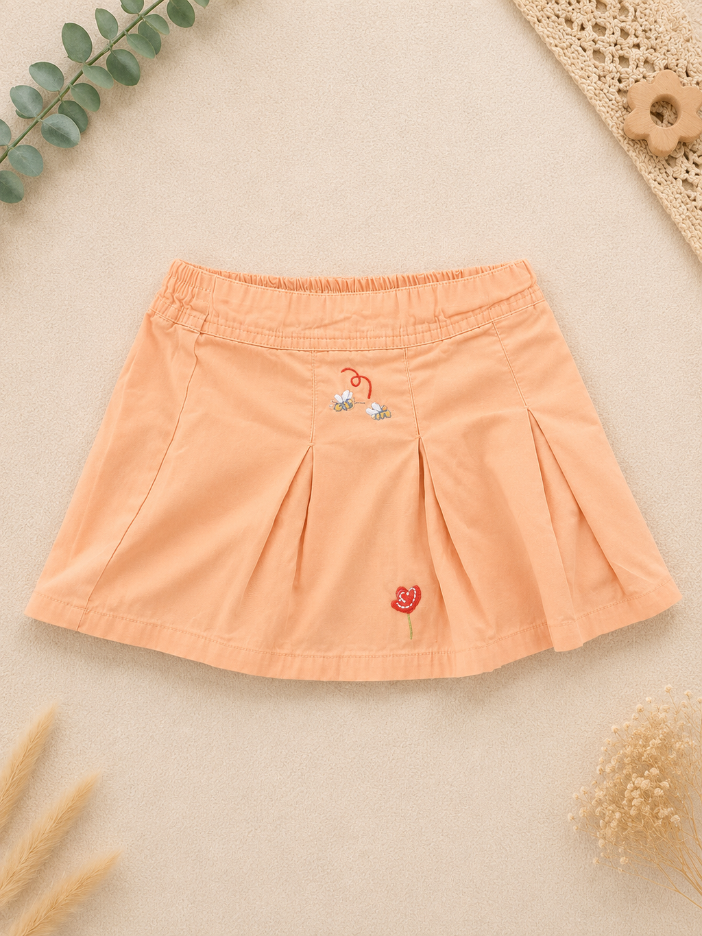 Rock Apricot Blumen-Stickerei