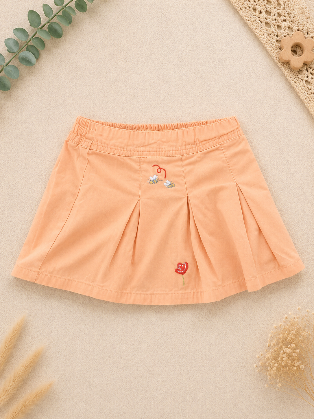Rock Apricot Blumen-Stickerei