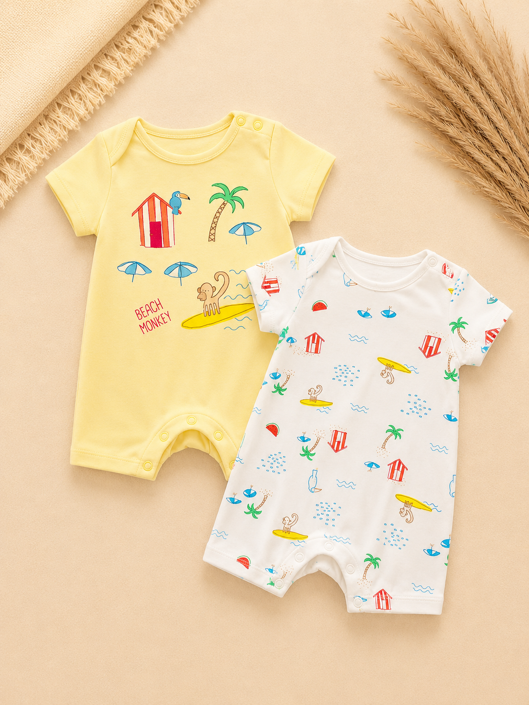 2er-Set Baby-Sommerstrampler "Beach Monkey" Zara